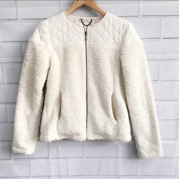Prana good luxe White Furry Full Zip Jacket Great‎ - Picture 2 of 14